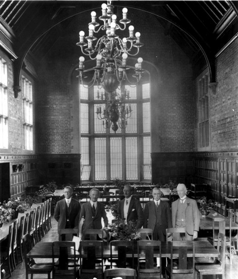 Dining Hall with Lord Stonehaven, circa 1929.